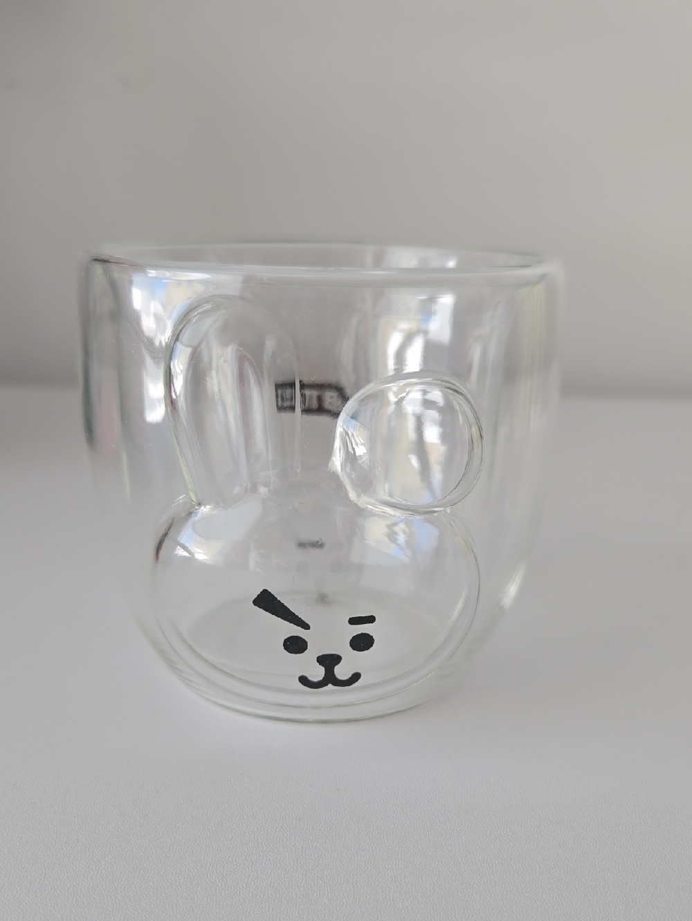 3/$8 Clear BT21 Cookie Double-Walled Glass Mug with Bunny Face